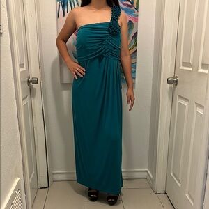 Enfocus Studio Teal One-Shoulder Dress
